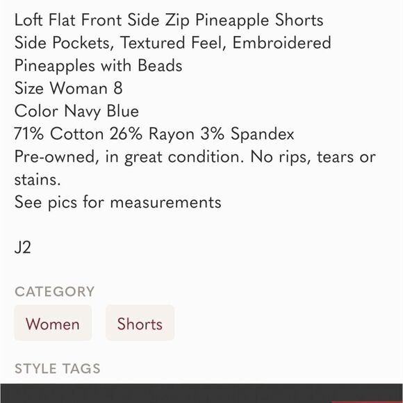 Loft beaded side zip Pineapple Shorts w pockets sz 8 - Picture 13 of 14